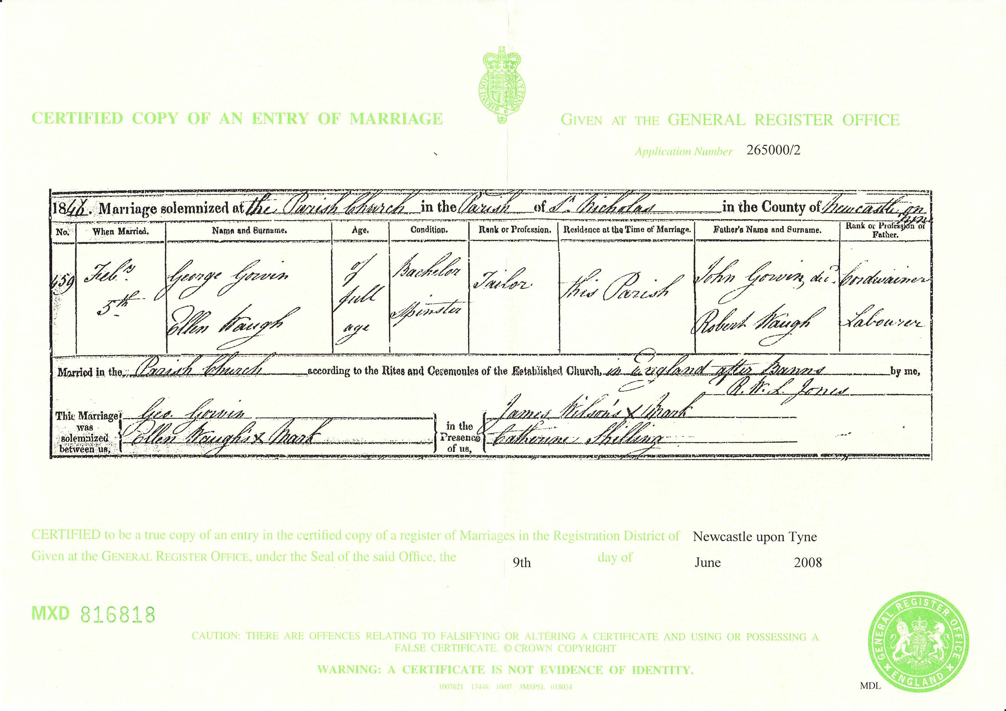 Marriage Certificate